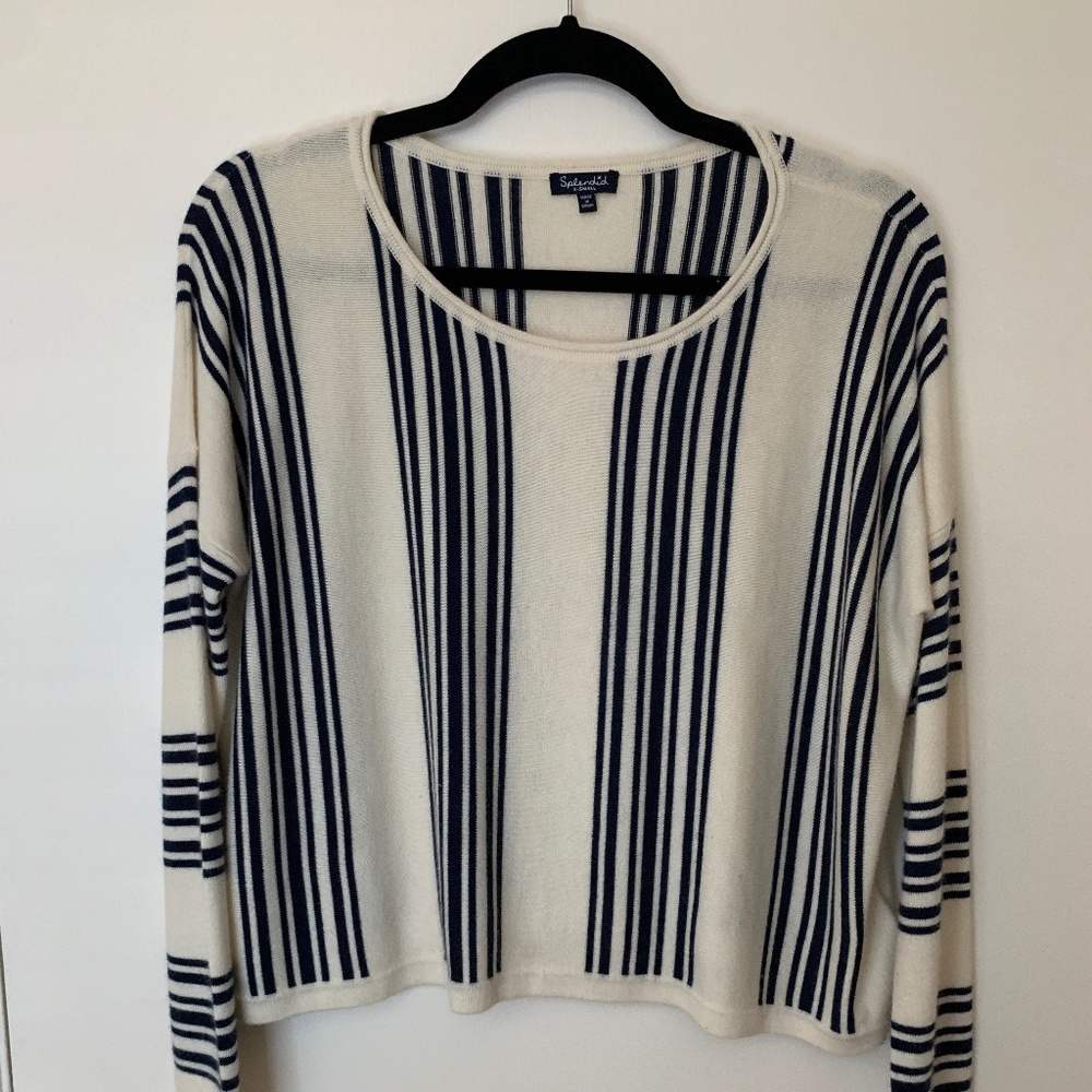 Splendid White/Blue Striped Sweater | XS